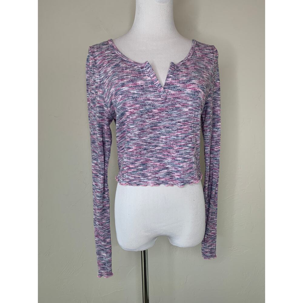 Aero Shrunken Tee Space Dye Crop Long Sleeve OG Tee Sz Large